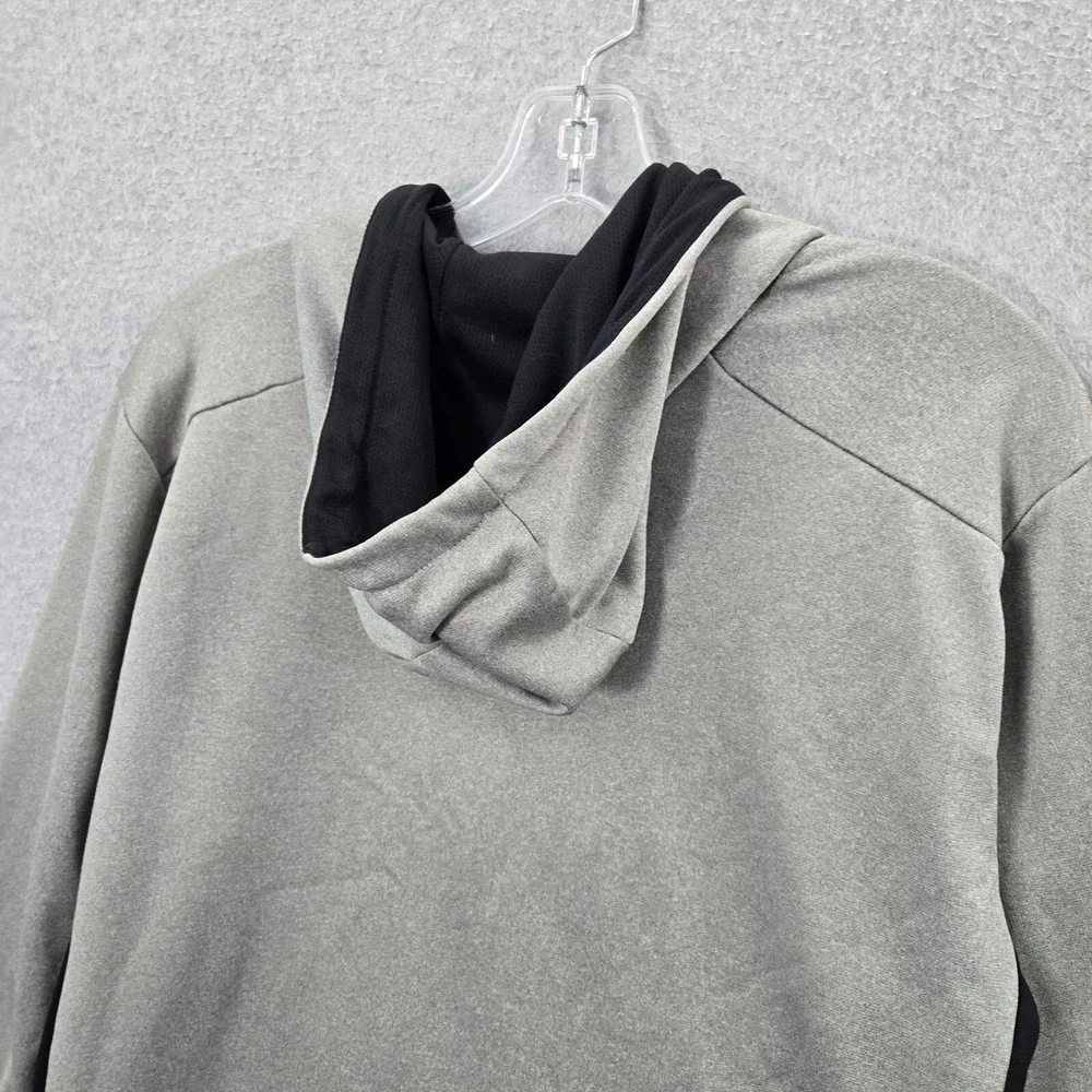 Nike Men Sweatshirt Large Gray Fleece Hoodie Swoosh Logo Therma Fit‎ Pullover
